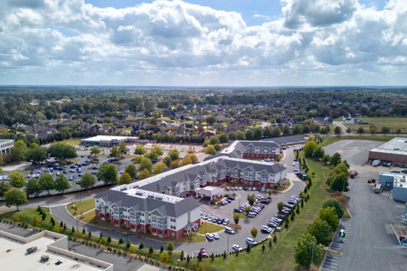 overhead building of landscape, city, clouds